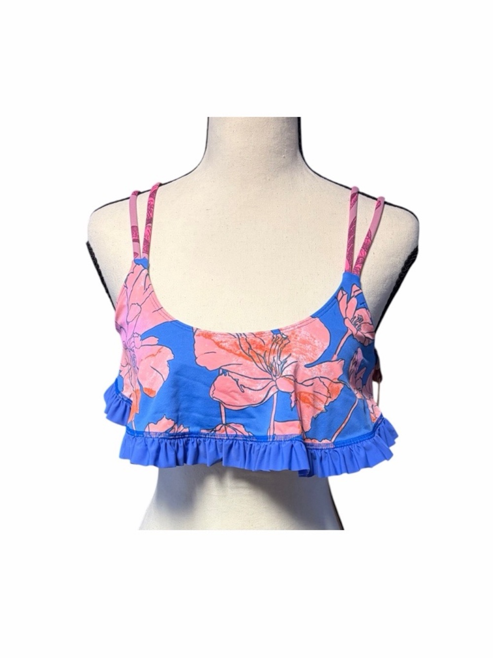 Maaji Girls Floral Ruffle Strappy Bikini Top NWT